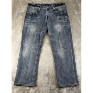 Rock & Republic Relaxed Straight Jeans Mens 36x30 Blue Good Whiskered Denim